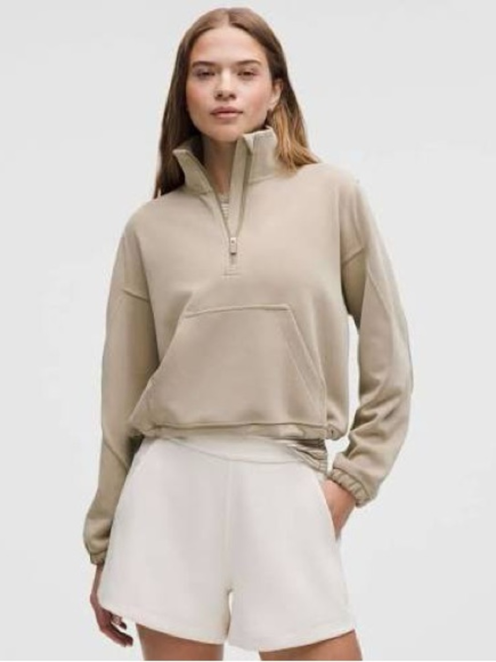 Lululemon Softstream Half Zip Sweatshirt in Sheer Oak. Size 2